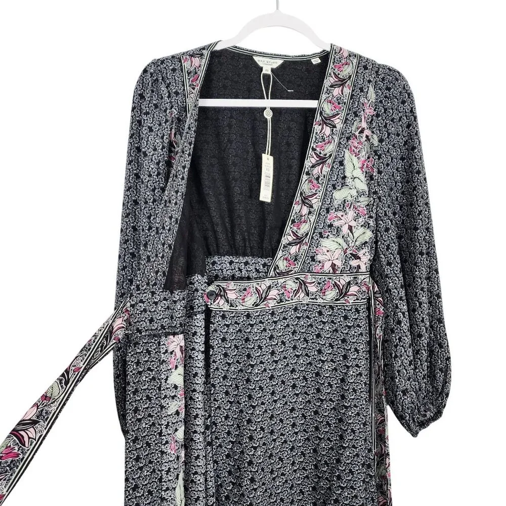 Max Studio London XS Floral Wrap Maxi Dress With Puff Sleeves - Picture 7 of 13